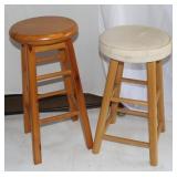 2 Wooden Stools 25"& 23" heights