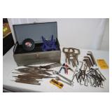 Metal Tool Box W/tools: Vise grips, Clamps,ï¿½