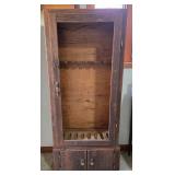 Vintage 2 pc. Wooden Gun Cabinet, 27x12x63.5";