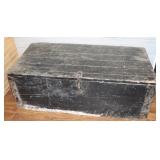 Vintage Wooden Trunk, 35.5"w x 12.5"t x 18.5"