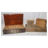 4 Vintage Dovetail Boxes & 1 Adver. Cigar Box