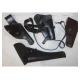 4 Leather Gun Holsters & 1 Belt