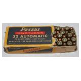 50 Rounds 32 Auto/ ACP Cartridges: in Peters Box