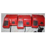 3 Milwaukee M12 M18 Battery Chargers
