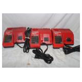 3 Milwaukee M12 M18 Battery Chargers