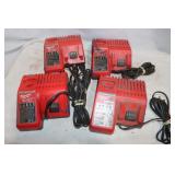 4 Milwaukee M12 M18 Battery Chargers