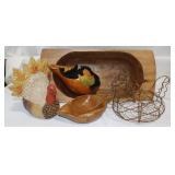 Rustic Fall Decor: Wooden Dough Bowl &