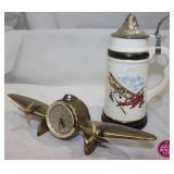 Sarsaparilla Airplane Clock & Beer Stein