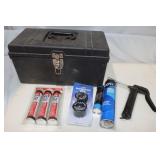 Tool Box w/ Grease Gun & Lubricants:
