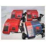 4 Milwaukee M12 M18 Battery Chargers