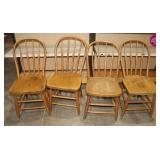 4 Vintage Wooden Spindle Back Chairs