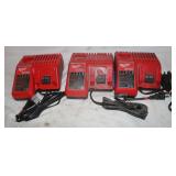 3 Milwaukee M12 M18 Battery Chargers