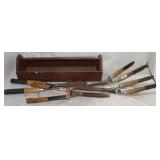 Hedge Shears & Wooden Tool Caddy