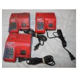 3 Milwaukee M12 M18 Battery Chargers