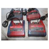 4 Milwaukee M18 Battery Chargers