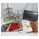 Tiered Serving Trays, Trays, & Table Linens;