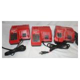 3 Milwaukee M12 M18 Battery Chargers