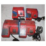 4 Milwaukee M12 M18 Battery Chargers