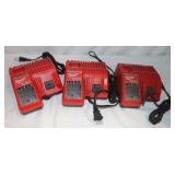 3 Milwaukee M12 M18 Battery Chargers