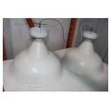 Pair Of White Industrial Pendant Lights