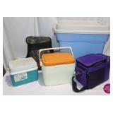 4 Coolers & 1 Storage Bin: