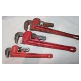 2) 14" Pipe Wrenches & 1) 10" Husky Pipe Wrench
