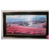 Farmhouse Poppy Field Landscape Oil Painting 55x31