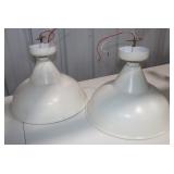 Pair Of  White Industrial Pendant Lights
