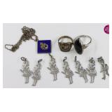 Sterling Silver Charms, Pendant & Rings (0.948oz)