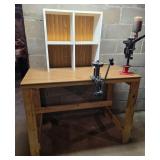 Wood Table w/ White Shelf, NO CONTENTS ;