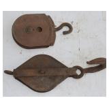 2 Metal Pulleys w/ Swivel Hooks