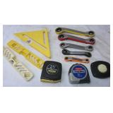 Ratchet Wrenches, Tape Measures, Levels,