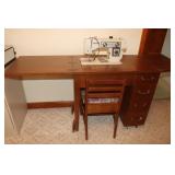 New Home Sewing Machine (works) Cabinet & Chair;