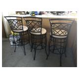 Three Wrought Iron Diamond Back Bar Stools Three Wrought Iron Diamond Back Bar Stools
