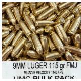 100 RDS | 9mm Luger | 115gr FMJ | UMC BULK