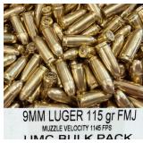 100 RDS | 9mm Luger | 115gr FMJ | UMC BULK