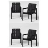 (4) BLACKENED WOOD PATIO DINING CHAIRS