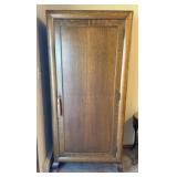 Tiger Oak Single-Door Wardrobe w/ Casters
