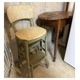 Vintage Cosco Step Stool Chair & Side Table