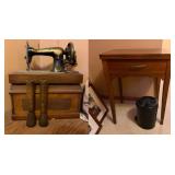 Vintage Singer Sewing Machine & Table