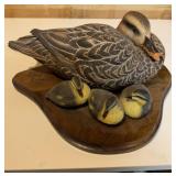 Mallard Hen & Ducklings Resin Sculpture