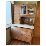 Antique Oak Hoosier Kitchen Cabinet w/ Casters