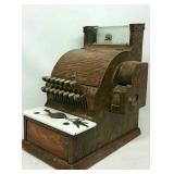 Antique Metal Cash Register w/ Faux Wood Finish