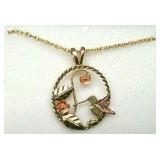 10K Black Hills Gold Hummingbird Pendant