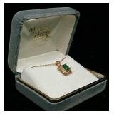 10K Black Hills Gold Emerald Pendant w/ Chain