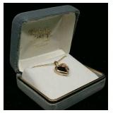 10K Black Hills Gold Onyx Heart Pendant w/ Chain