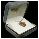 10K Black Hills Gold "Mom" Heart Pendant w/ Chain