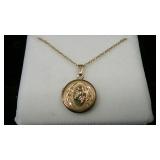 14K Black Hills Gold Filled Round Locket w/ Chain
