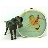 Vintage Davey Crocket Casen& Wooden Donkey