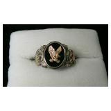 Black Hills Gold Onyx Eagle Ring